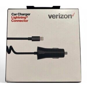 Brand New Verizon Lightning Car Charger - Coiled Cable for iPhone/iPad - Black